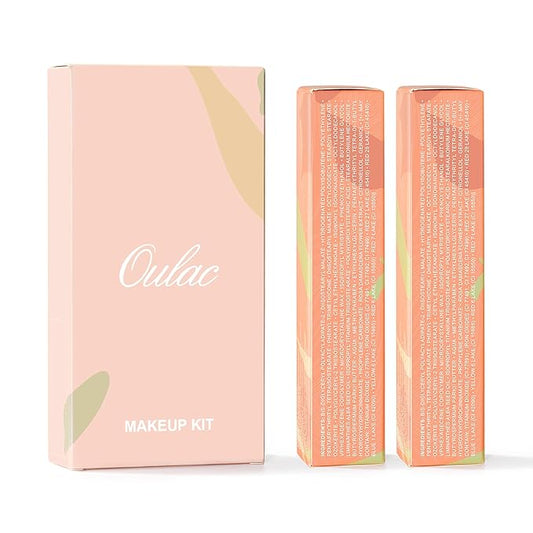 Oulac Moisturizing Shine Lipstick For Women Christmas Set 2PCS, 2 in 1 Tinted Lip Balm for Winter, Hydrated Juicy and Glossy Lip Color for Dry, Cracked and Chapped Lips, Vegan [04+12]