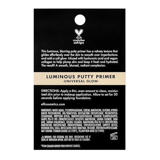 e.l.f. Luminous Putty Primer, Skin Perfecting, Lightweight, Silky, 0.74 Oz