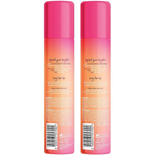 L'Oreal Paris Elvive Dream Lengths Air Volume Dry Shampoo Instantly Absorbs Oil, Long-Lasting Clean Feel, No White Residue, Instant Body, Sulfate, Paraben, Dye, Silicone Free Pack of 2, 8.32 oz