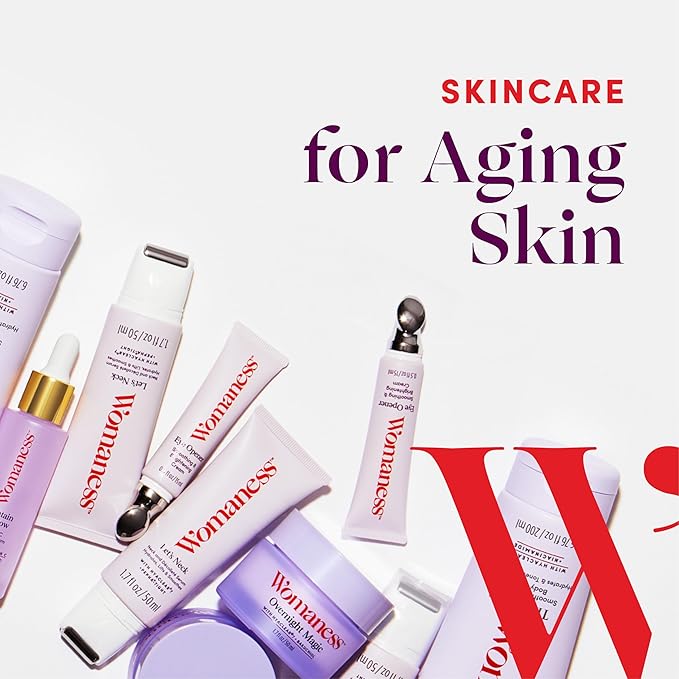 Womaness Fountain of Glow Vitamin C Face Serum - Menopause Support Brightening Serum for Improving Dull & Uneven Skin Tone - 8% Vitamin C + Plant Derived Squalane Oil (30ml)