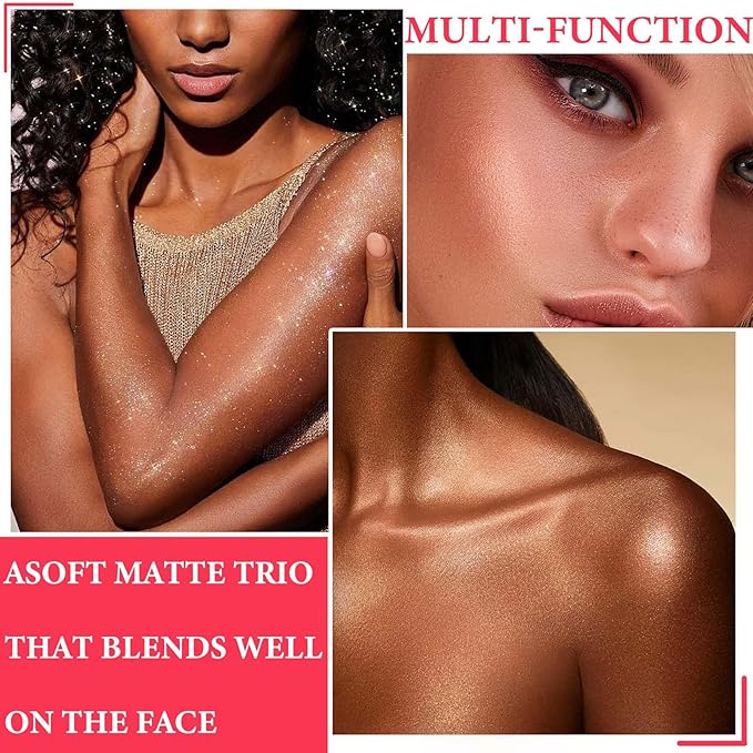 Face Glitter Blush Shimmer Waterproof Highlighter Blusher Powder,Facial
