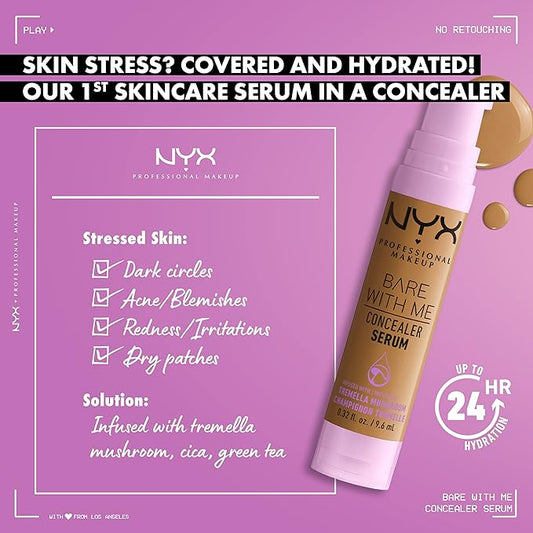 NYX PROFESSIONAL MAKEUP Bare With Me Concealer Serum, Medium Golden