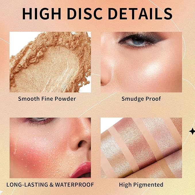 Highlighter Powder Palette, 5 Colors Makeup Palette Contour
