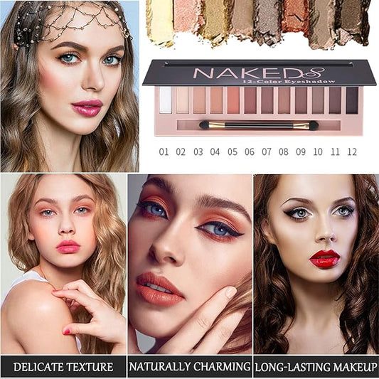 2 Pcs 12 Colors Eye Shadow Palette,Nude Matte