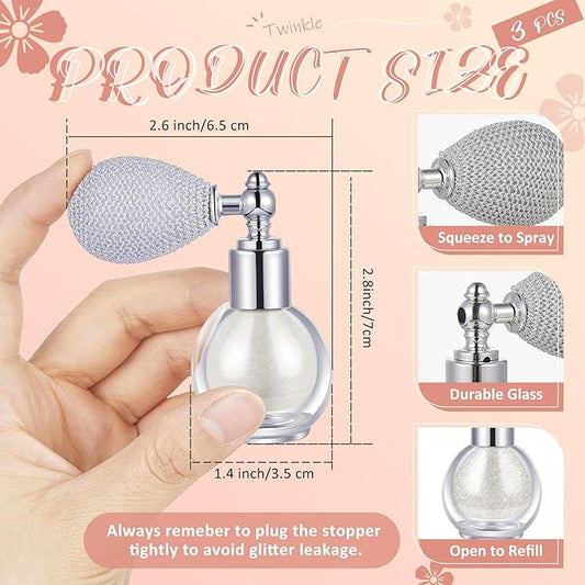 3 Pcs Glitter Spray for Hair and Body,