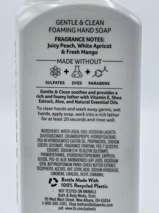 Bath and Body Works Gentle & Clean Foaming Hand Soap, 8.75 fl. oz. (Peach Bellini, 2-Pack)