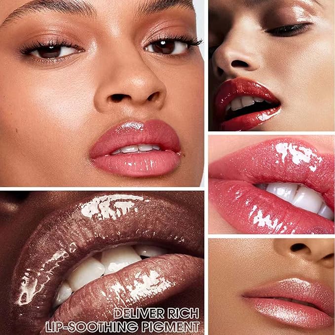 Cherry Red Lip Gloss Lipstick Lip Plumper Gloss Tinted Glitter Lipgloss Moisturizing Lip Balm Lip Oil High Shine And Vegan Plumping Lip Gloss For Women Girls Long-Lasting Dry Lip Care (06# Cherry Red)