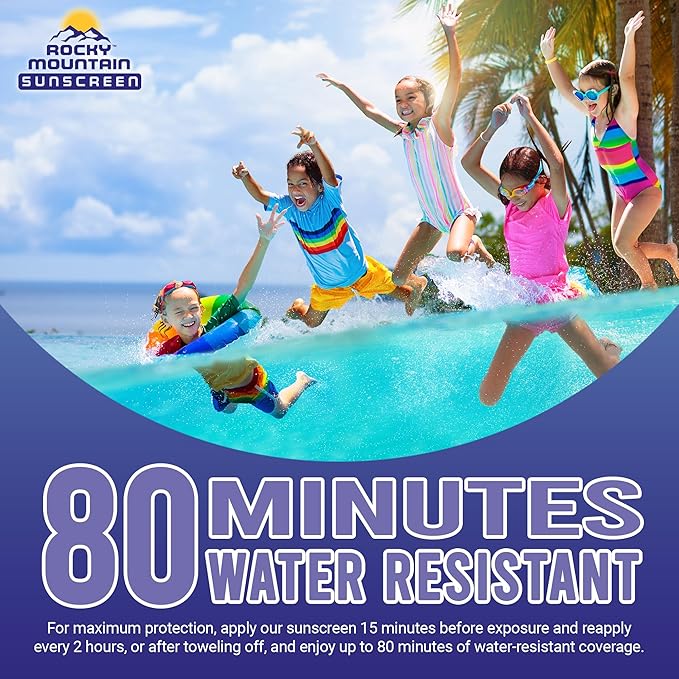 KIDS Rocky Mountain Sunscreen SPF 50 Gallon Sunscreen Lotion | Broad Spectrum UVA/UVB Protection | Hawaii 104 Reef Act Compliant (Oxybenzone & Octinoxate Free) | Water Resistant 80 Min. | (128 Fl Oz)