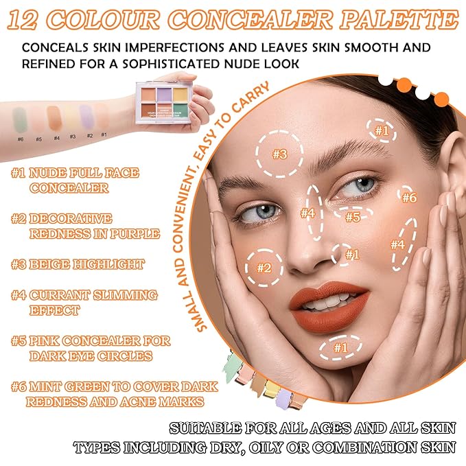 12 Colors Correcting Concealer Contour Makeup Palette, 6
