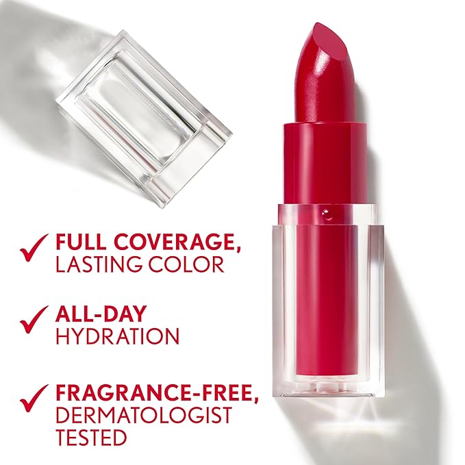 COVERGIRL Clean Lip Color, Sunny Days, Satin Finish, Squalane, Avocado & Aloe, Carmine-Free, Non-Drying, 0.12oz