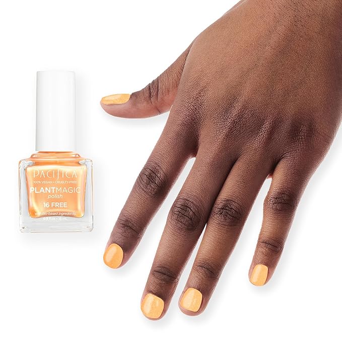Pacifica Natural Nail Polish – Plant Magic Orange Nail Polish - Plant Based, Non-Toxic & Clinically Tested - Lasting Colors, Glossy, Chip-Resistant, Clean Beauty, Dermatologist Approved, Tangerine Pop