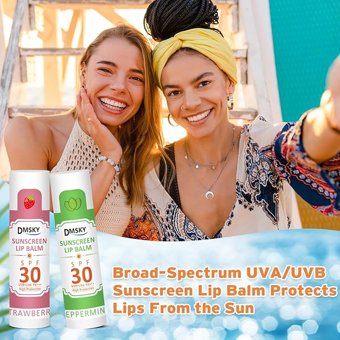 DMSKY SPF Lip Balm Bulk 32 Pack, Sunscreen Lip Balm SPF 30, Broad Spectrum UVA/UVB Protection, Lip Sunblock Bulk Sunscreen Travel Size