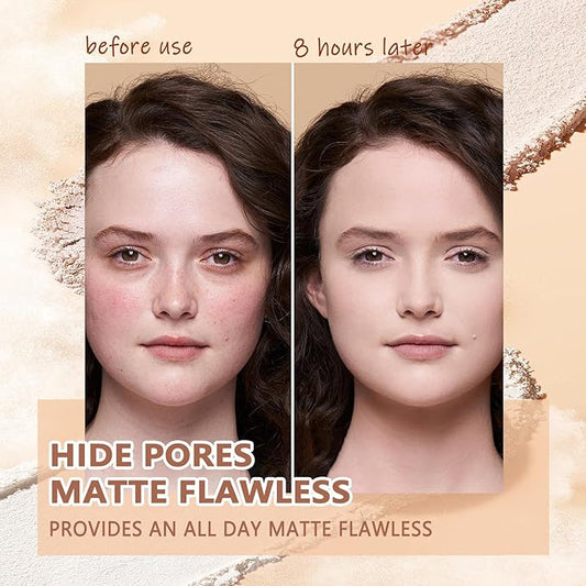 Oil Control Face Pressed Powder,Matte Smooth Flawless Setting 0.35Oz