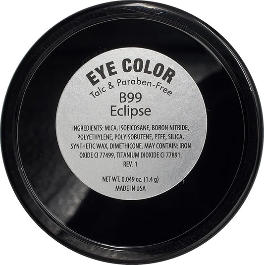 Eclipse Shimmering Glitter Black Onyx Chrome Dark Grey Pressed Powder Single Vegan Eyeshadow; Talc, Paraben & Cruelty Free