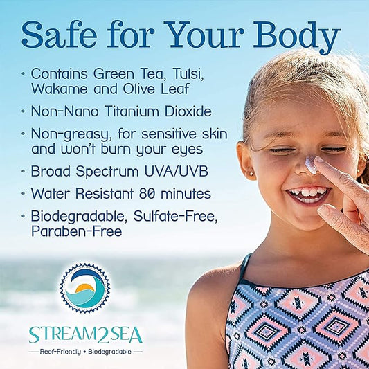 STREAM 2 SEA SPF 20 Mineral Sunscreen Biodegradable and Reef Safe Sunscreen, 3 Fl oz Paraben Free Non Greasy and Moisturizing Mineral Sunscreen For Face and Body Protection Against UVA and UVB