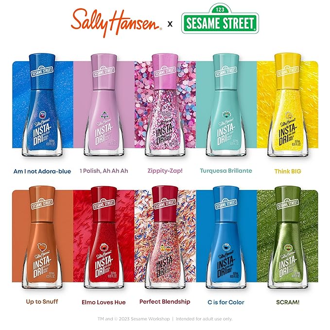 Sally Hansen Insta-Dri Sesame Street Nail Polish Collection - Think BIG & 1 Polish, Ah Ah Ah Duo - 0.31 fl oz.